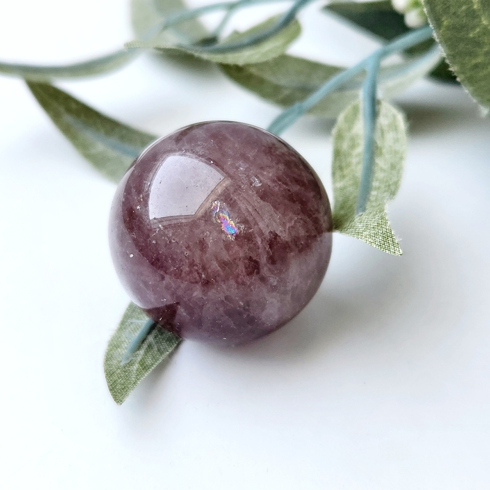 Purple crystal bundle - crescent moon & sphere with rainbow - gemstone - Picture 2 of 7